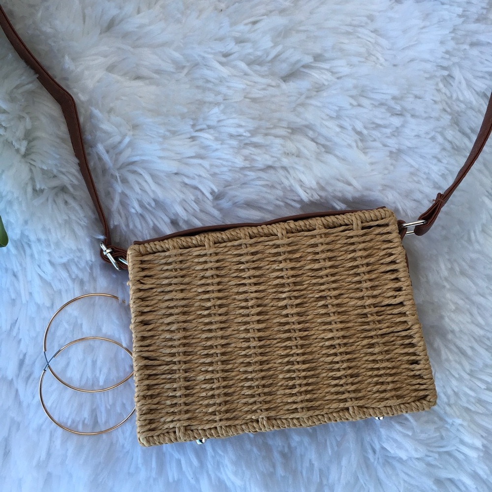 💐LAST💐FAUX LEATHER STRAW BOX SHOULDER BAG - Picture 5 of 6